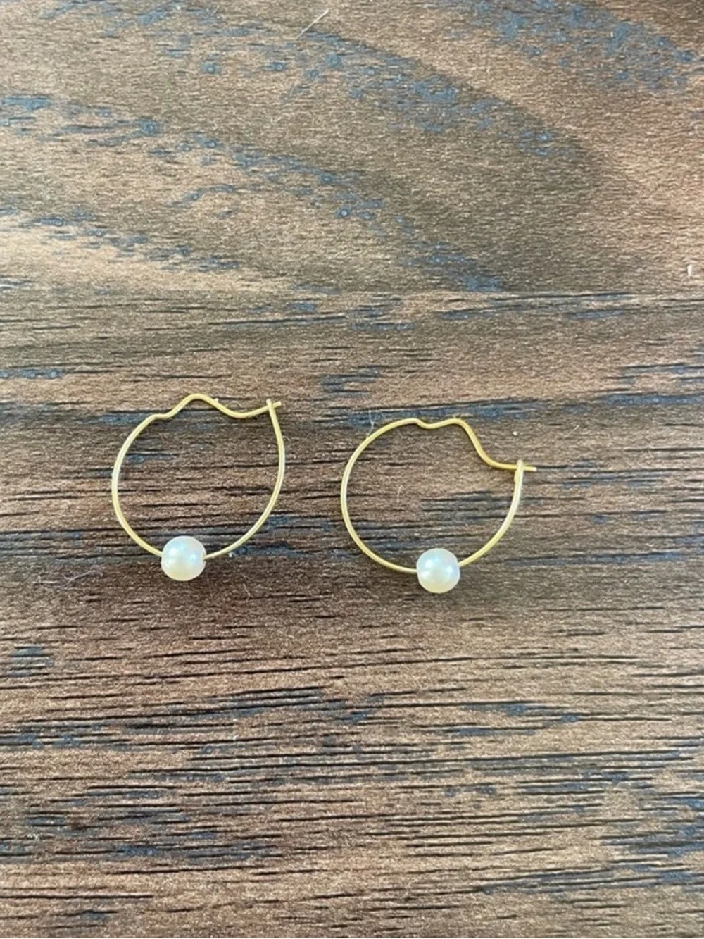 Gold Pearl Hoop Earrings - Kids Jewelry